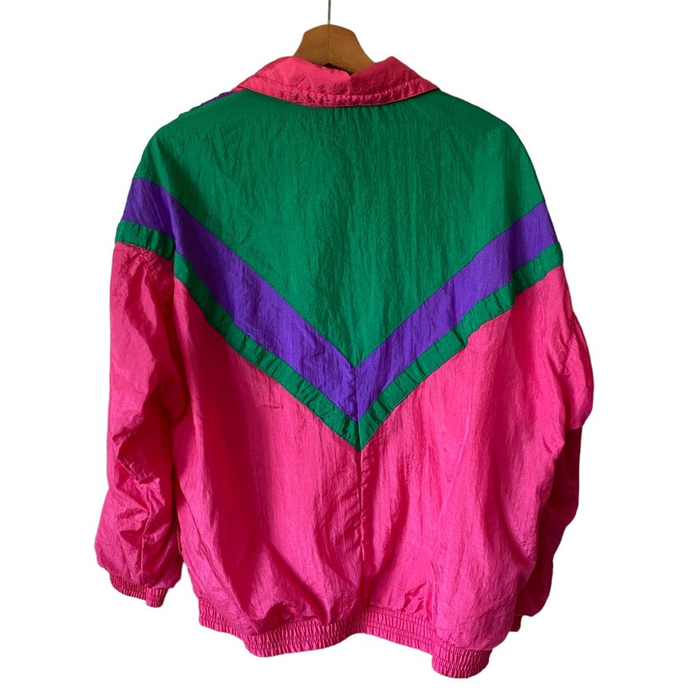 Vintage Y2K Color blocking Granny Track Jacket Nylon Windbreaker 90's Jacket - Picture 2 of 16